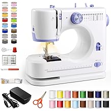Beginner-Friendly Mini Sewing Machine with 12 Built-in Stitches, Sewing Machine with Foot Pedal, Portable, High-Low Speeds, Perfect for Sewing Enthusiasts