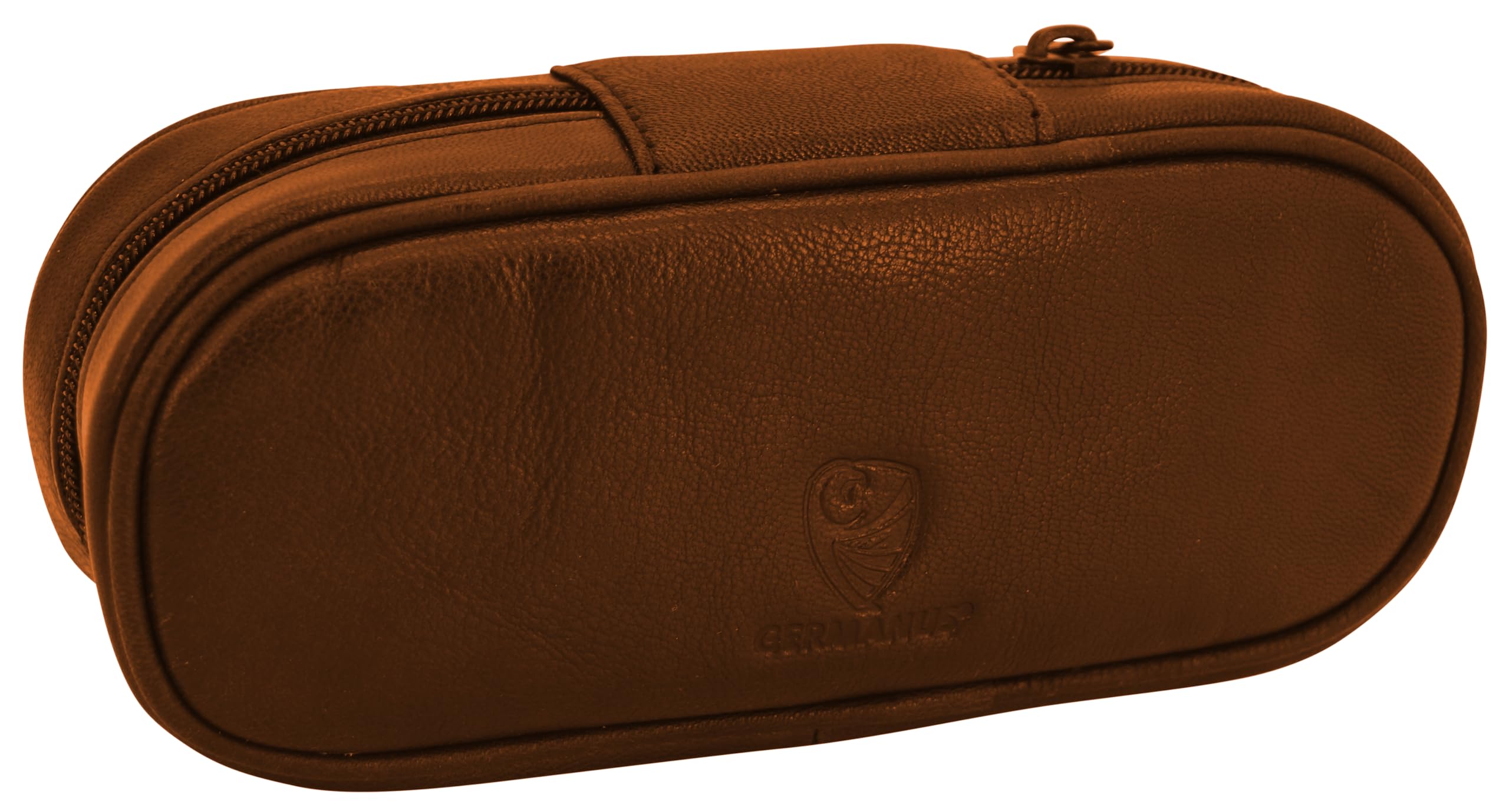 GERMANUS Benedict Pipe Bag Genuine Leather for 2 Pipes in Brown