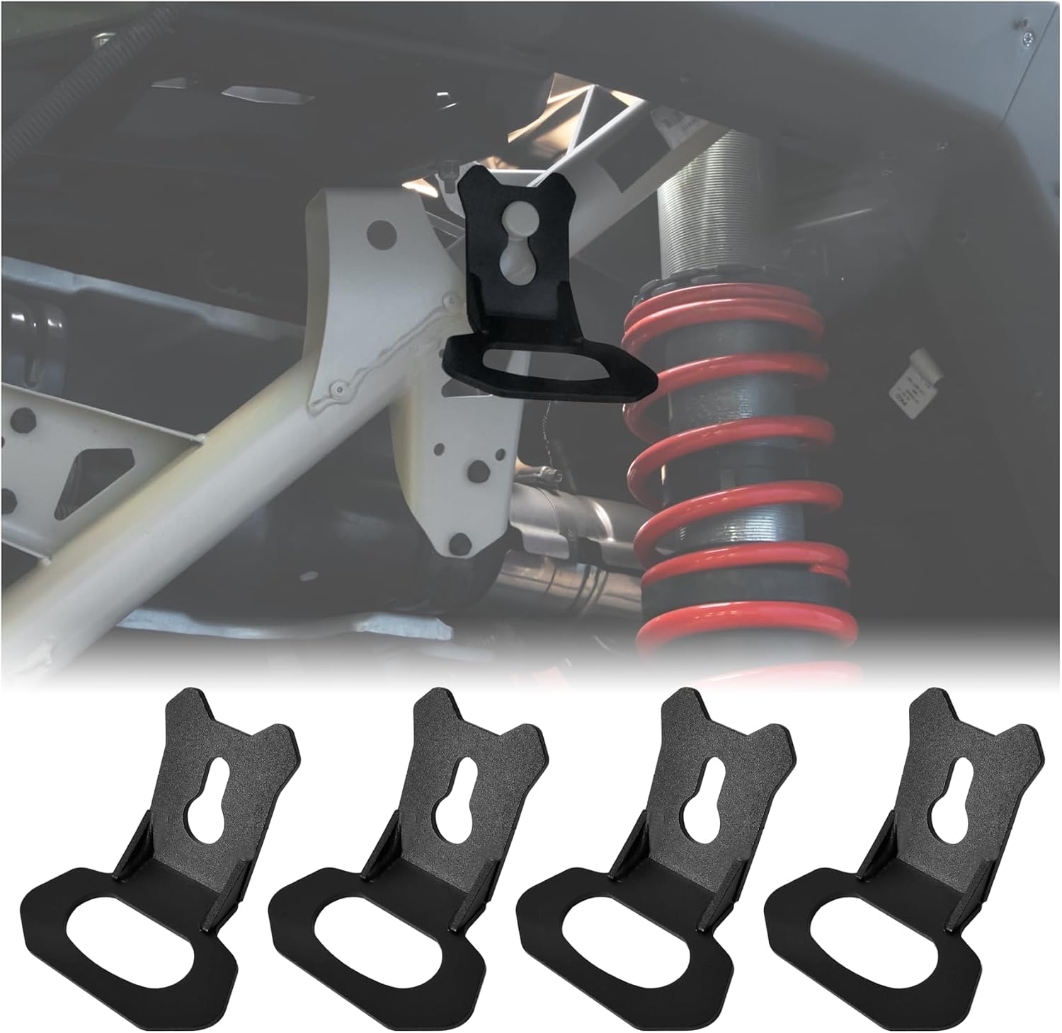 Tie Down Brackets Hooks for Can-Am X3, Heavy-Duty Black Steel Tie-Down Anchor Mounting Hooks for Can Am Maverick X3 MAX RS DS RR Turbo 2017-2025 Accessories, 4PCS