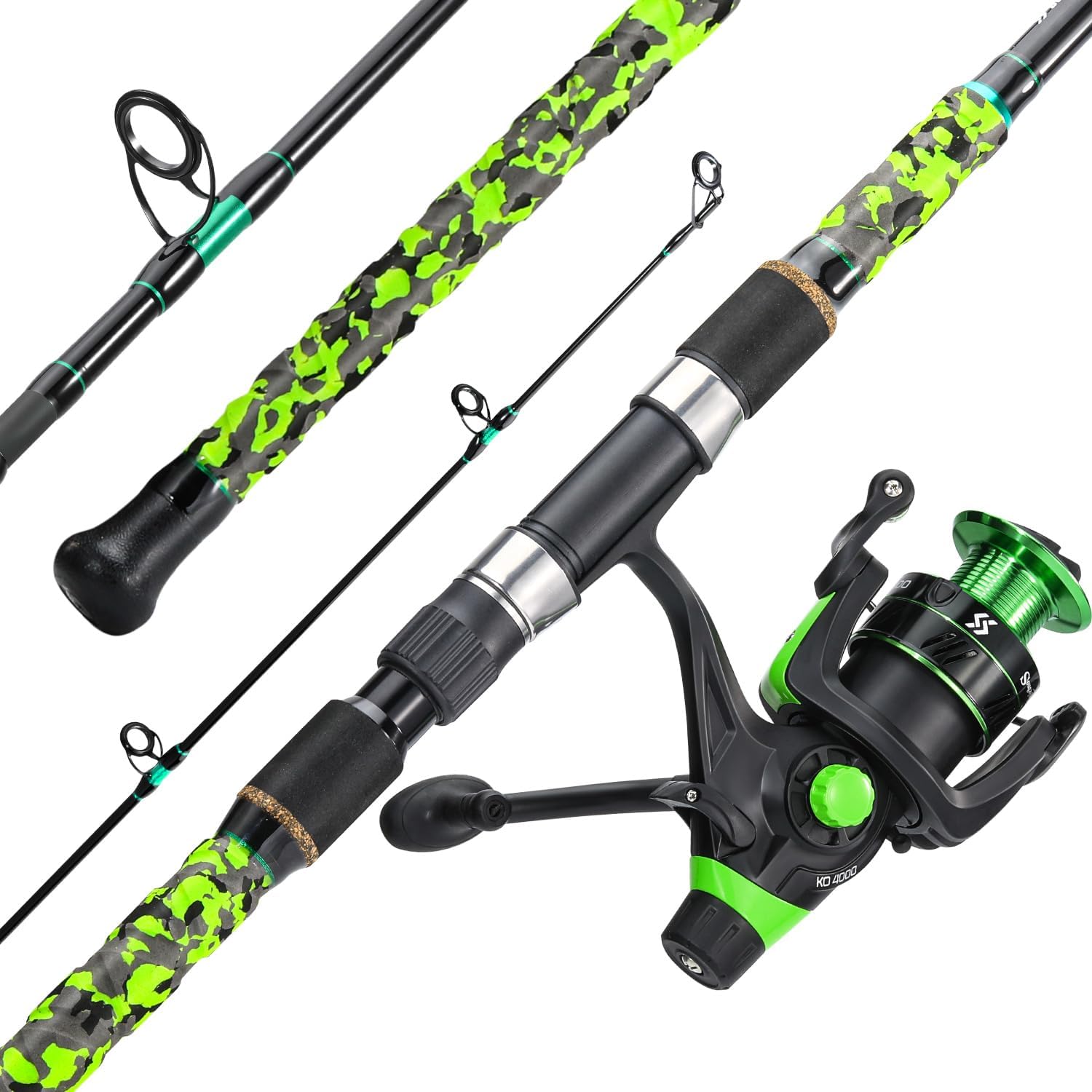 Sougayilang Surf Fishing Rod and Reel Combo Medium/Heavy 3 Piece Travel Spinning Rod with 4000 Size Reel Baitfeeder Combo(9'/10'/11')
