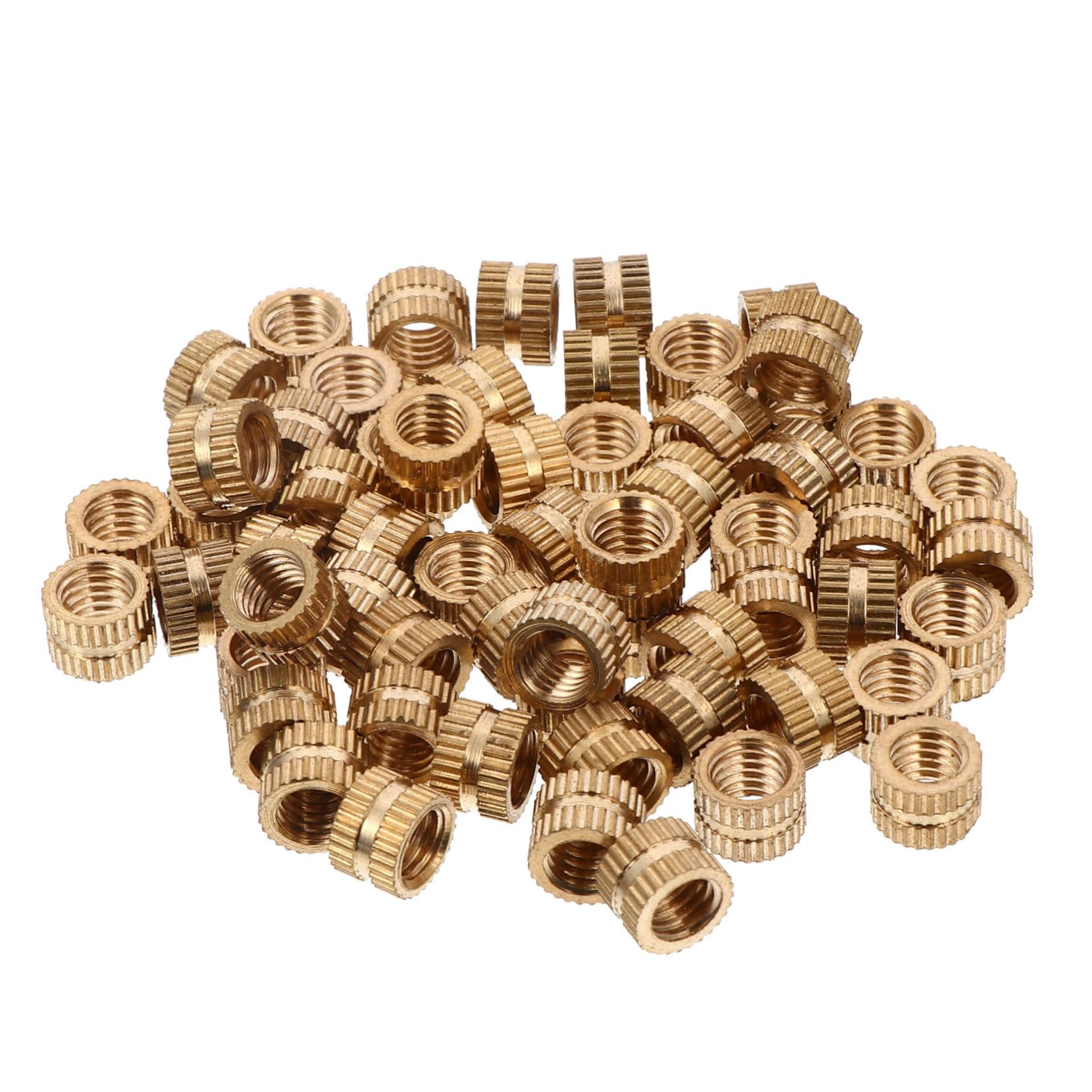 NAMOARLY High Hardness Brass Embedment Nuts 60pcs Knurled Nuts Threaded Inserts for Mobile Automotive Use