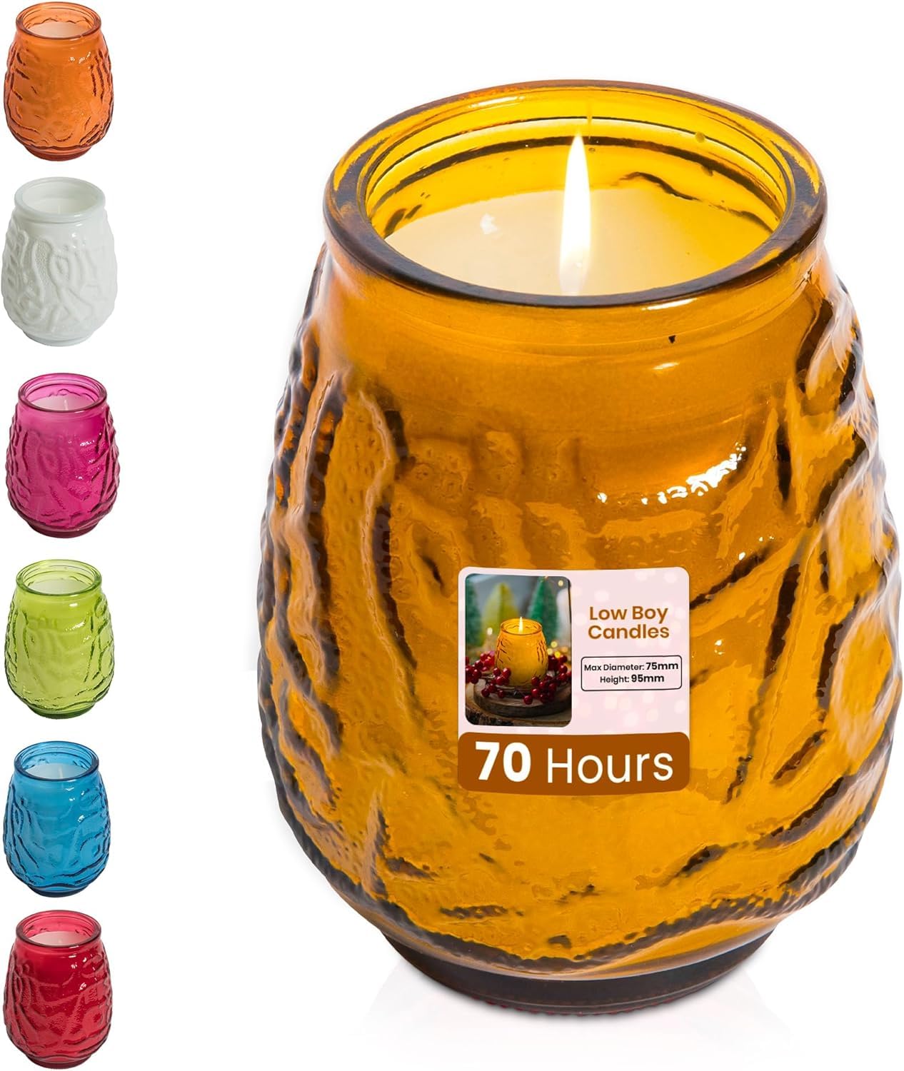 We Can Source It Ltd Boys Yellow – 6 X Low Glass Jar Candles With 70 Hour Burn Time – Wax Jars For Home, Garden, Restaurant & Commercial Use – Lead-Free Cotton Wick