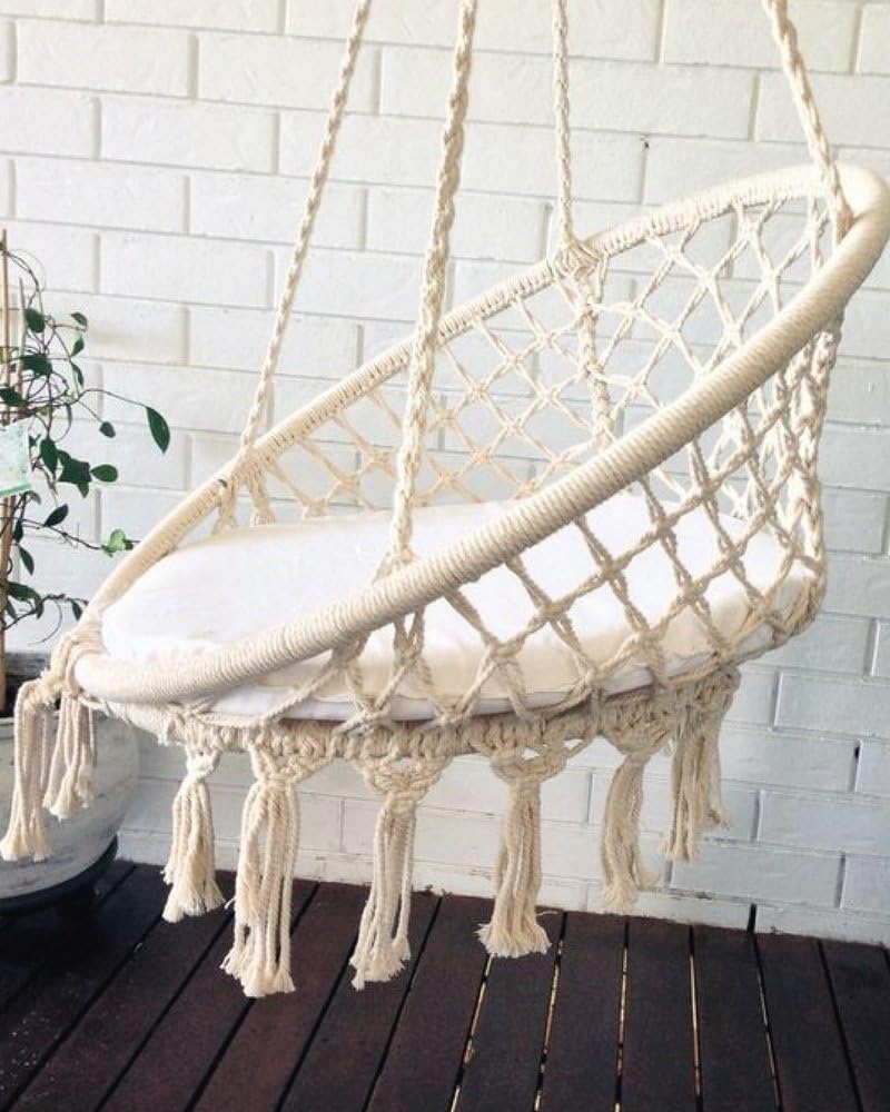 azul bereber crochet hanging chair, macrame art, hammock, boho, bohemian decor, kids room, garden decoration, boho decoration, hanging chair indoor