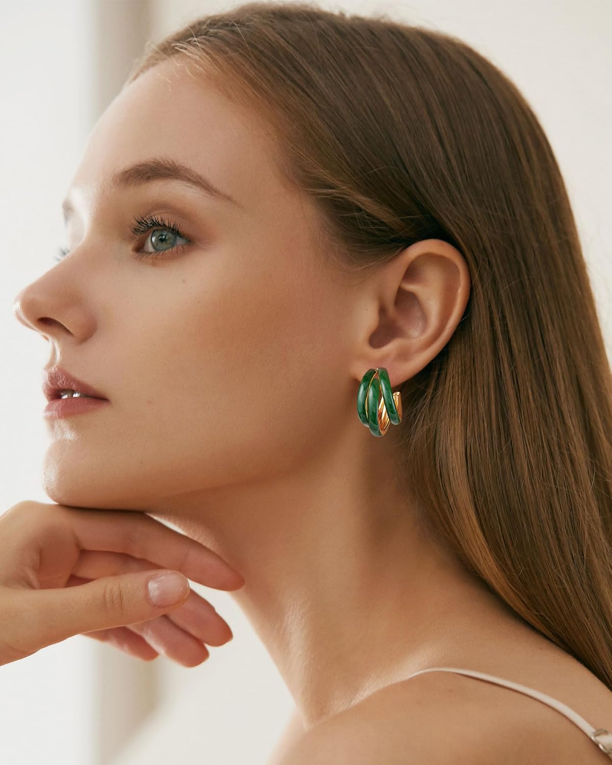 Gold Chunky Triple Hoop Earrings, Thick Three Open Hoop Earrings for Women Trendy Jewelry Gifts - Image 4