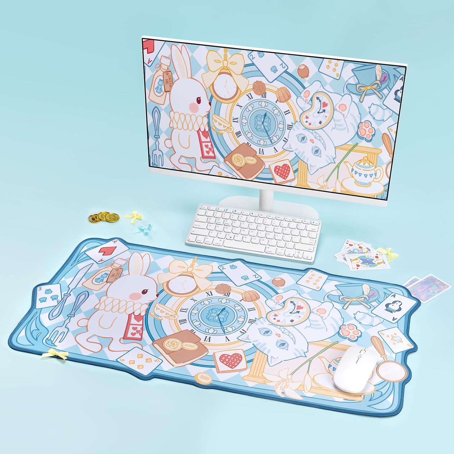 YOCORE Cute Cartoon Mouse Pad, 30''X 15.7'' Large Non-Slip Rubber Base Desk Pad, Gaming Mousepad Laptop Computer Keyboard Mouse Mat with Stitched Edges for Girl - Magical Wonderland