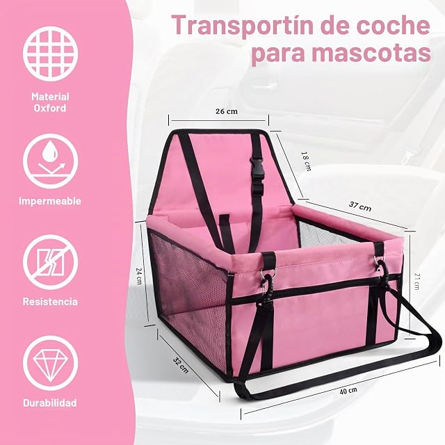 Foto 2 de 7 de CIMOYBAI Asiento de Coche Extra Estable para Perros Pequeños y Medianos
