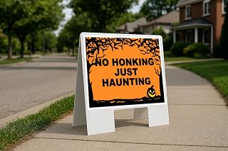 No Honking Just Haunting Halloween Bats And Jack O Lantern_Fixed.jpg Folding Coroplast A-Frame with Double-Sided 23in x23in