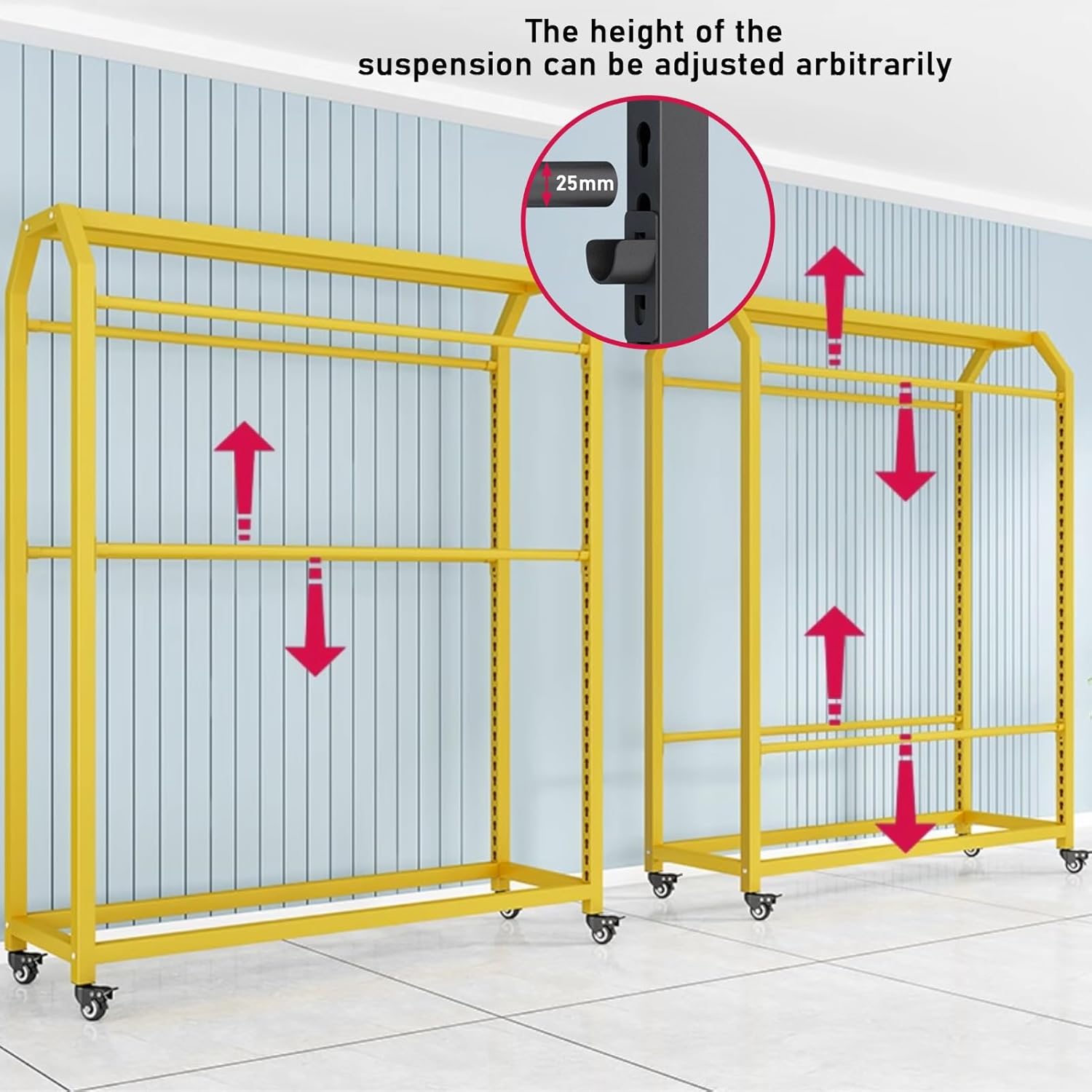 YVYKFZD Large Fabric Display Rack Cart with Adjustable Hanging Rod, Commercial Organizer Holder, Movable Hanging Fabric Roll Storage Rack, for Car Color Change Film/Vinyl Spool/Wrapper(Wide-180cm/70.8