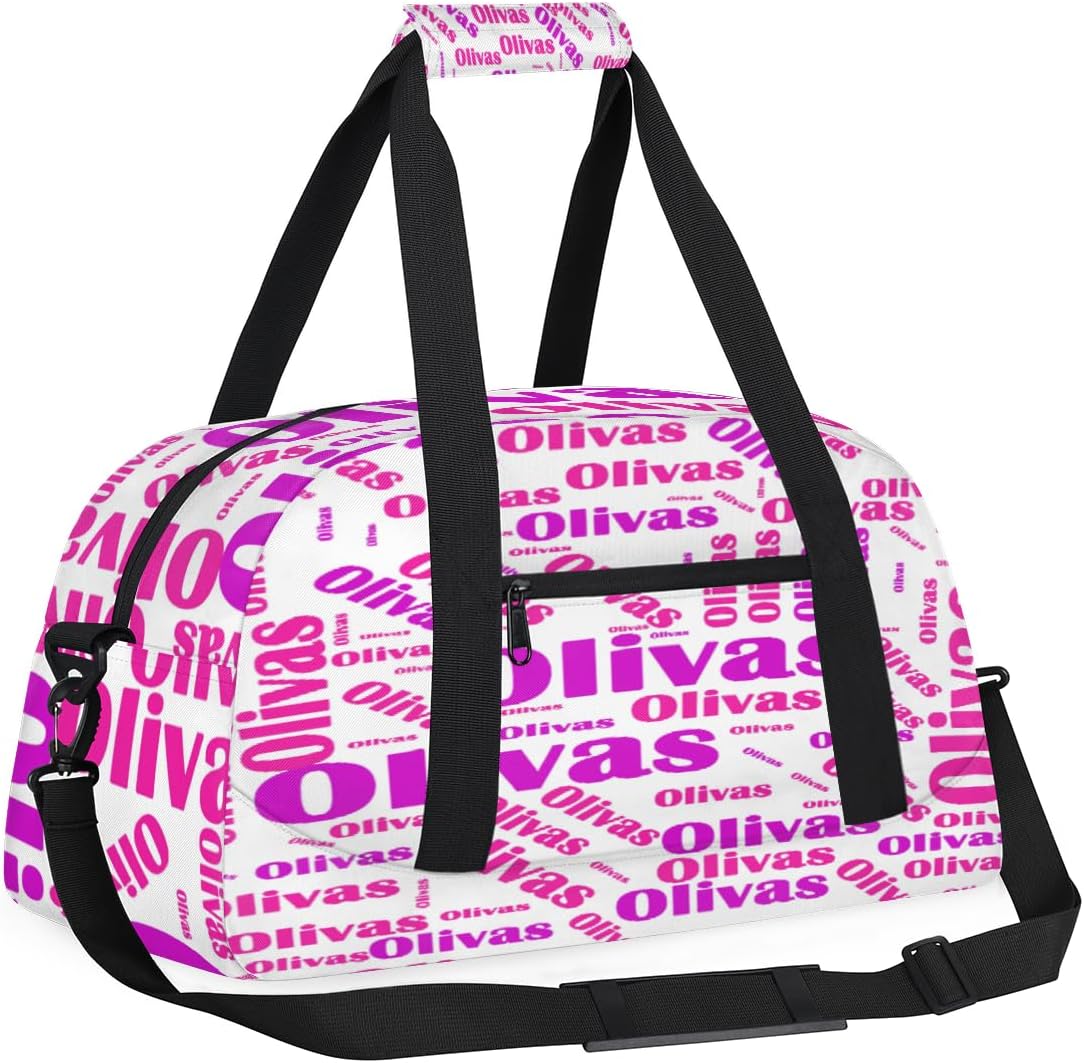 Personalized Kids Gym Bag, Custom Sport Duffel Bag Dance Bag Weekender Bags Customize Travel Duffel Bag Gymnastic Bag for Boy Girl Pink