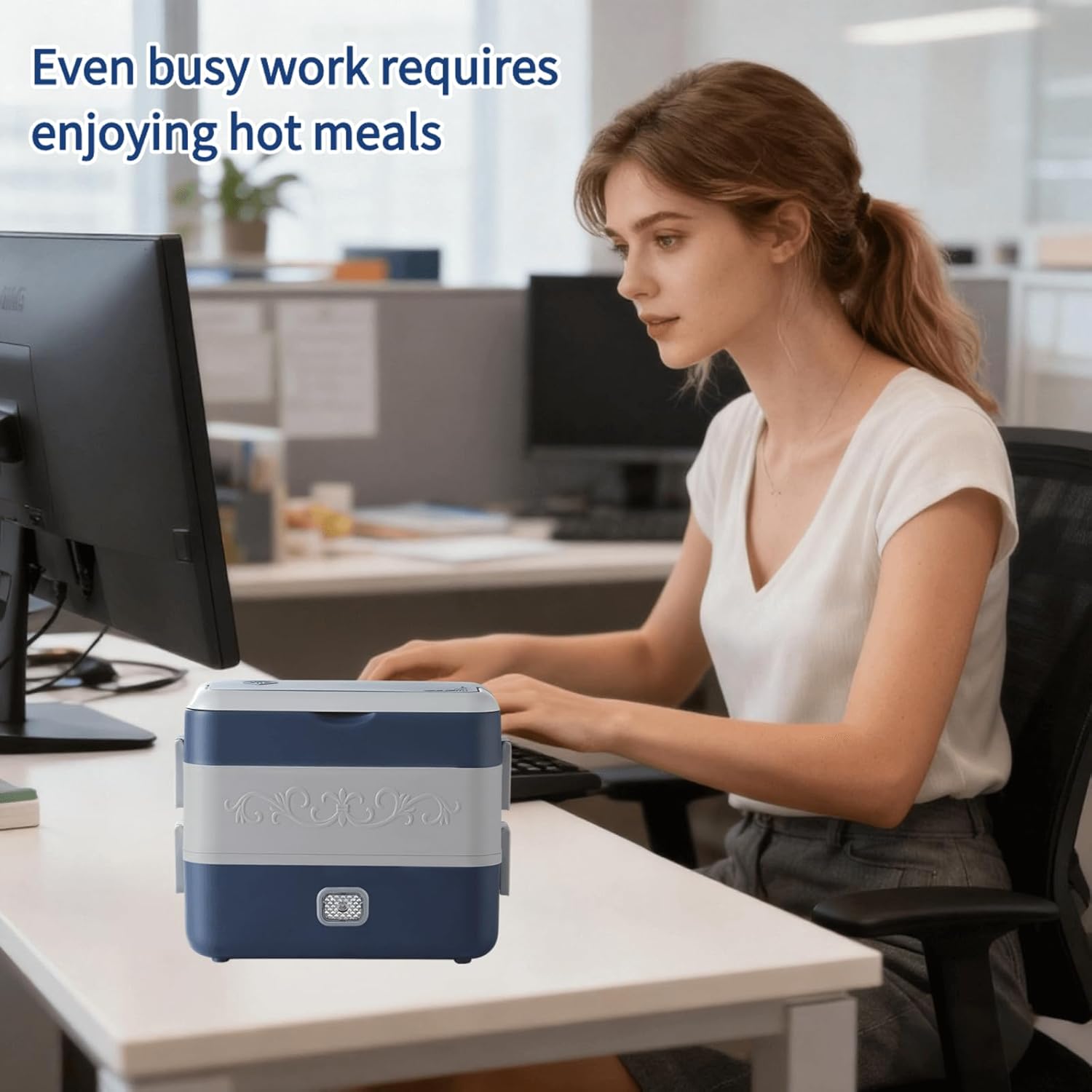 Electric Lunch Box for Adults, 200W Heated Lunch Containers 2.4L(10Cups) Stainless Steel Electric Food Warmer,4 bowls Double Layer Quick Heatable Lunchbox for Office/Home - Image 6