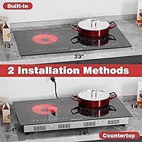 Vista 5 de Estufa eléctrica de 2 quemadores – Estufa eléctrica de 24 pulgadas integrada (23 x 13 pulgadas) y encimera (24 x 14 pulgadas), dos quemadores de 24