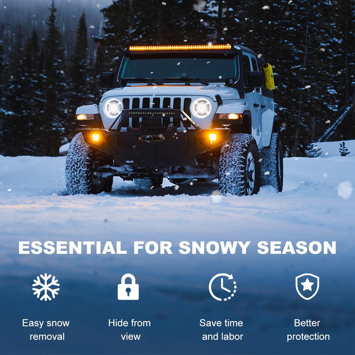 KVAEY Car Windshield Snow Cover, Front Windshield Ice and Snow Shield with Removable Mirror Cover, Multi-Purpose Sun Visor Snow Shield for Car Window, Car Accessories (Rear Windshield)