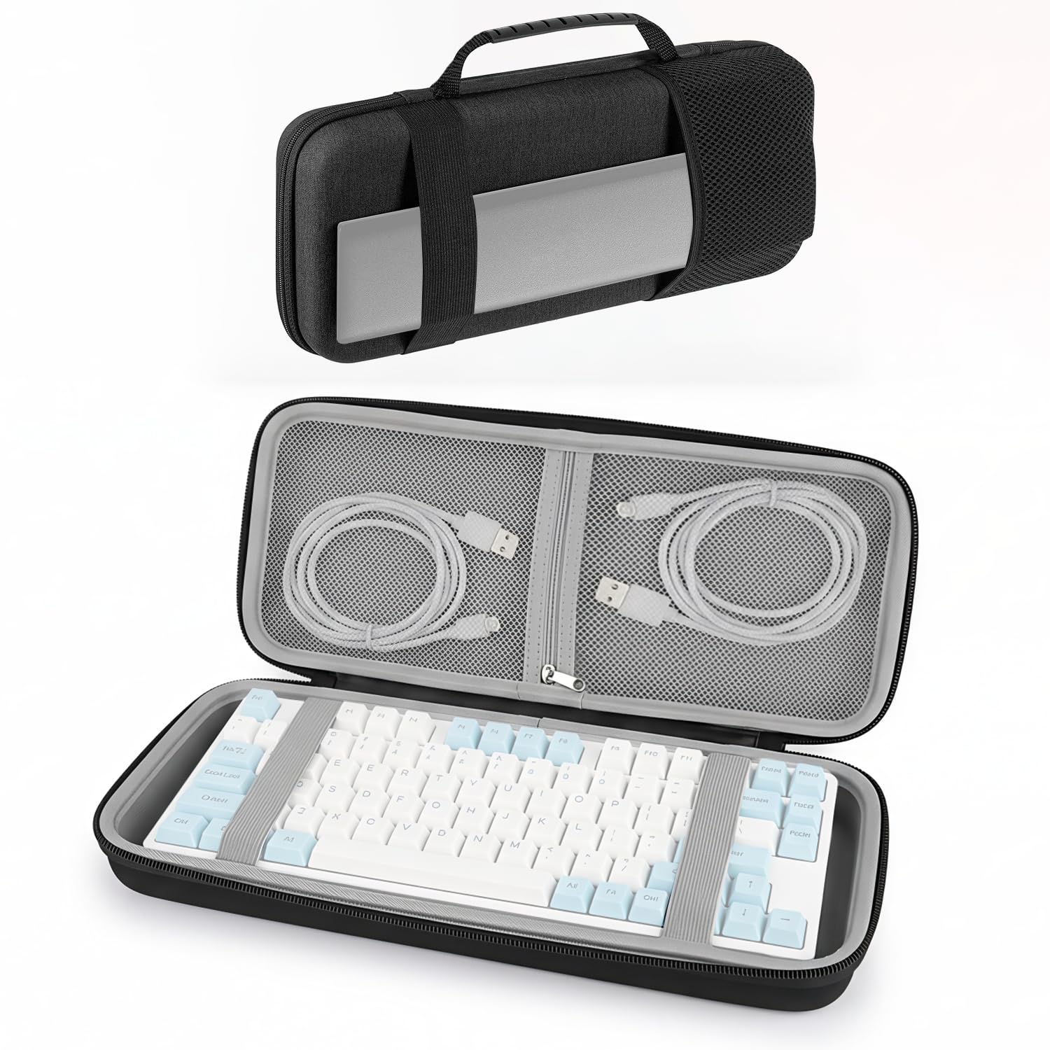 ZORBES® Keyboard Case Hard Shell with Storage Pockets Travel Carrying Bag Compatible with 75 Percent 84 Key Mechanical Keyboards for Travel and Protection-image-1