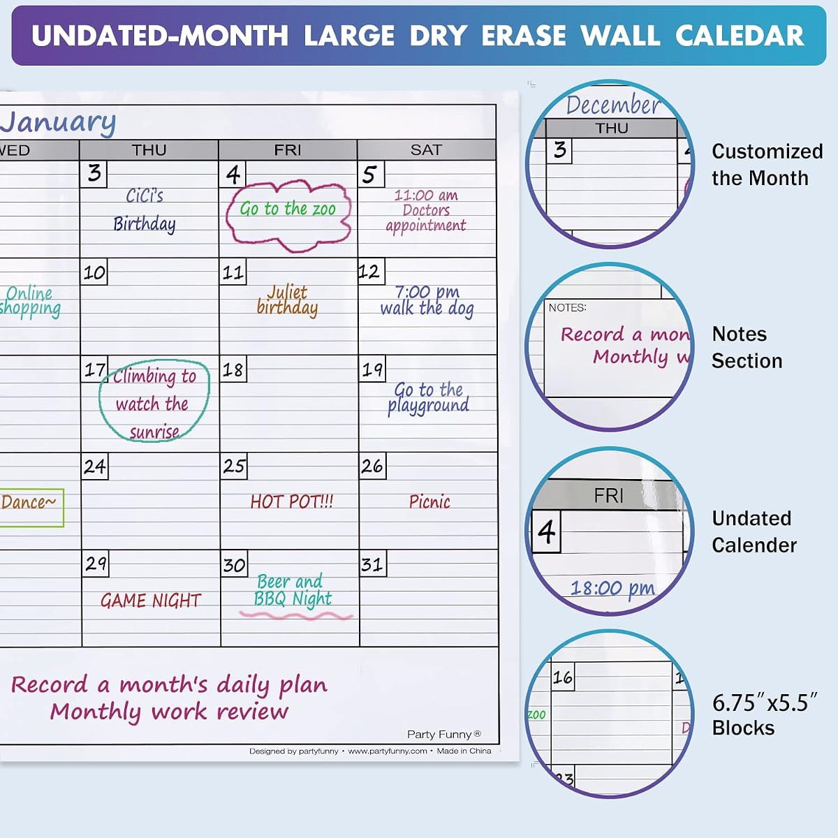 LailCube Refillable Dry-Erase Calendar view 3