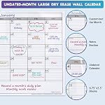 Dry Erase Monthly Extra Large White board Calendar for Wall, 38" by 50", Jumbo Laminated Erasable One Month Whiteboard Calendar, Huge Oversized Blank 30-Day Poster with Lines and Squares (non-magnetic