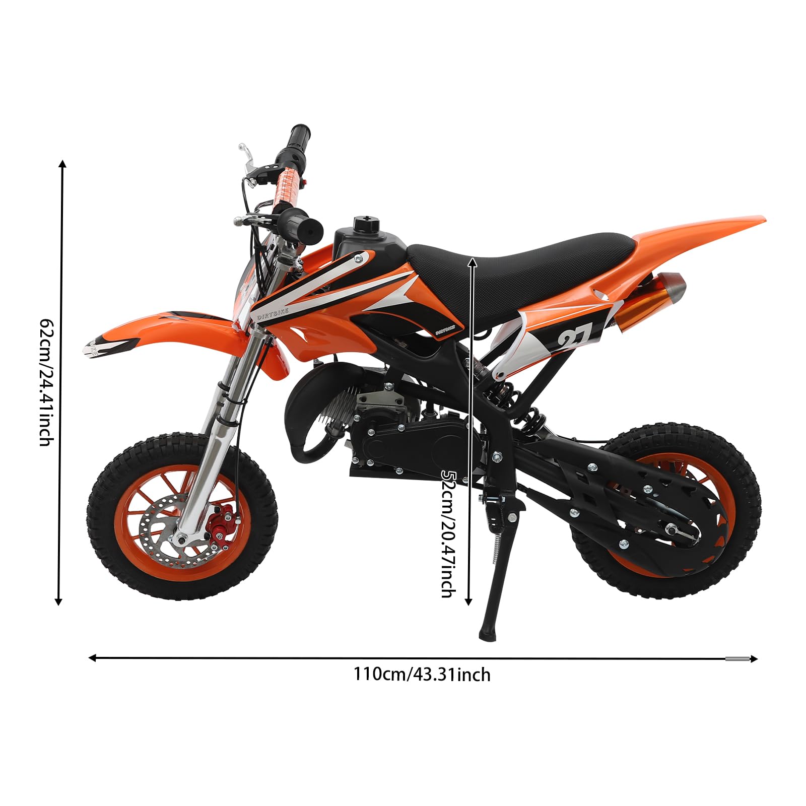 Zoobotanica 49cc Dirt Bike,Kinder Jugend Crossbike Pocket Cross,8 Zoll 2-Takt Motorrad Motorbike,Hand-Zug-Start-Methode,Scheibenbremsen,Bis 50 km/h, Max 80kg, Motorsport Pocket Crossbike (Orange) Auto & Motorrad