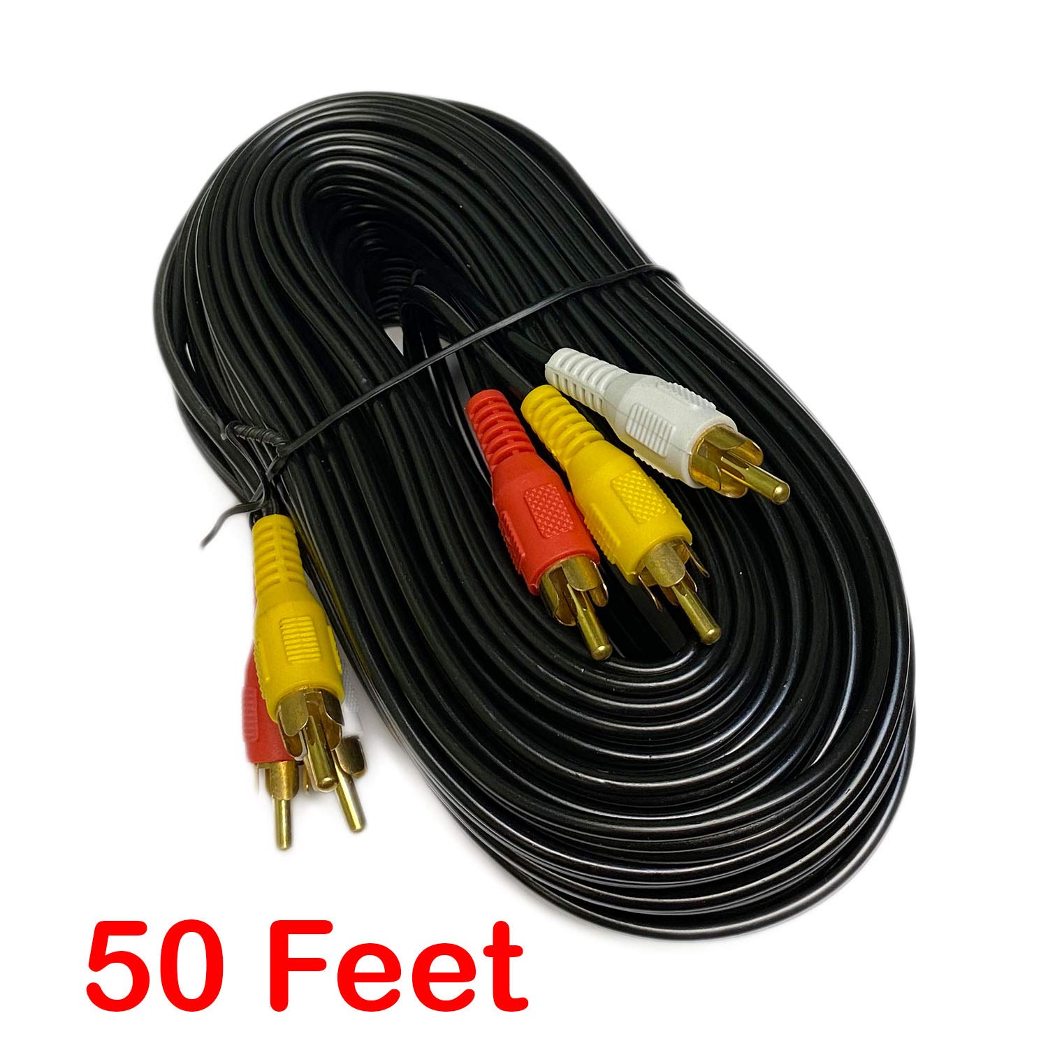 25Ft RCA M/Mx3 Audio/Video Cable Gold Plated - Audio Video RCA Cable 25ft : Electronics