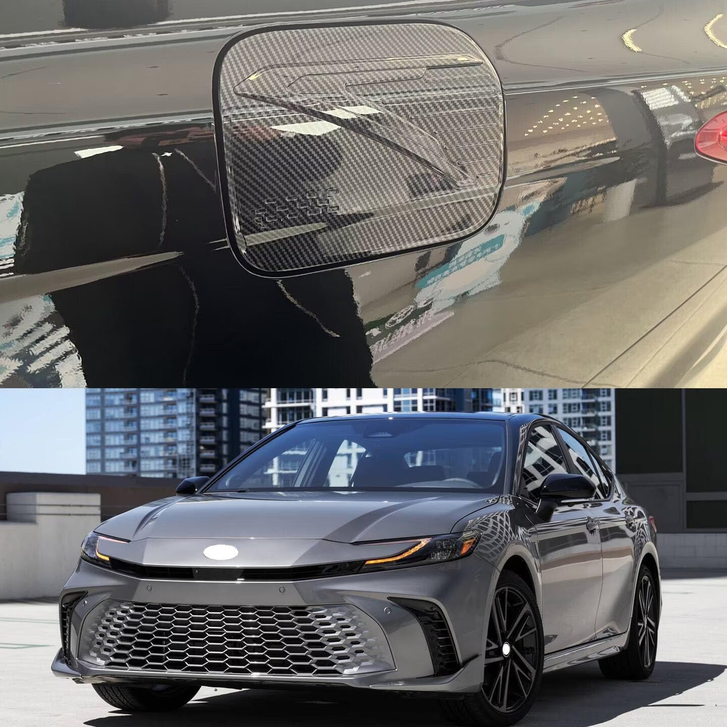 Fuel Tank Cover, Compatible for Toyota Camry 2025 2026 Accessories Oil Cap Gas Cover Trim Sticker Carbon Fiber Print