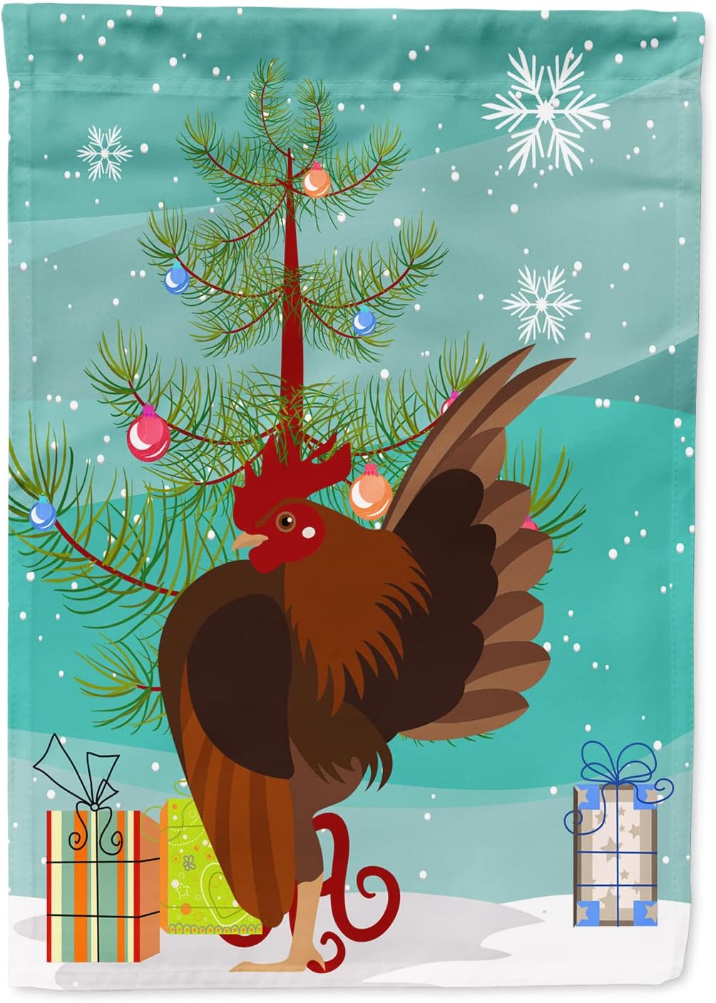 Caroline's Treasures BB9209GF Malaysian Serama Chicken Christmas Garden Flag, Teal Mailbox Flag Decorative Yard Flag Banner Outside Patio Artwork Yard Flower Beds, Garden Size, Multicolor