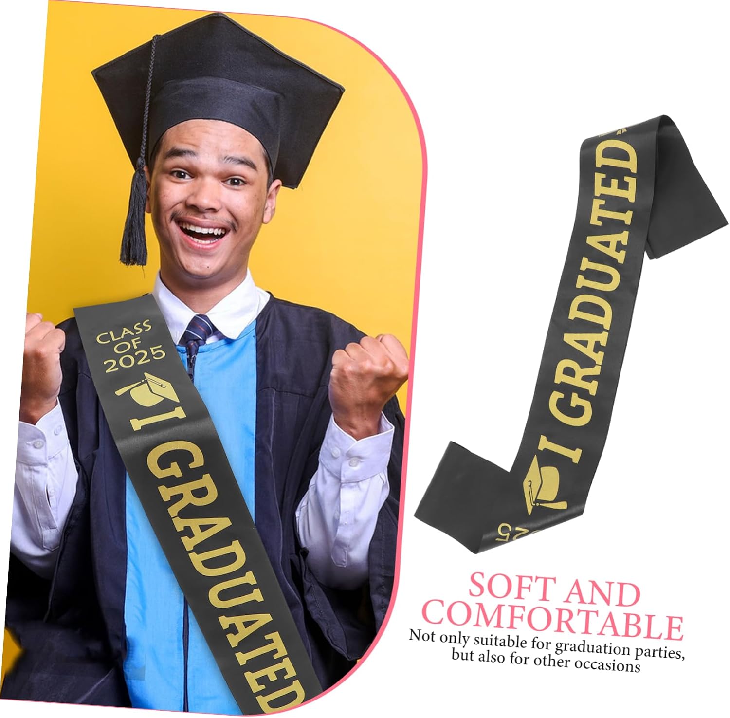 5pcs Graduation Stole Class of Satin Sashes for Senior Ceremony Versatile Graduate Accessories for College and High School Events