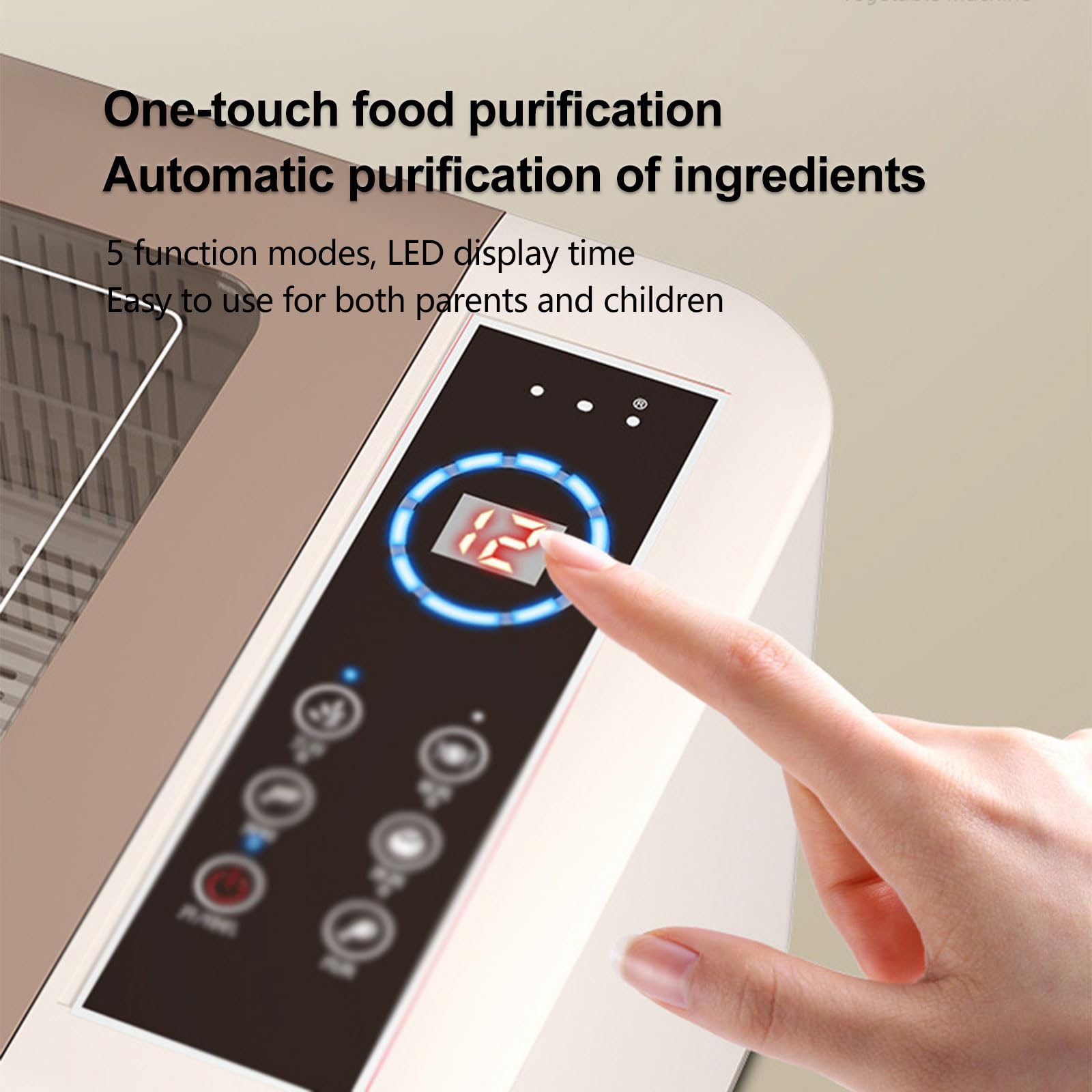 Küchengerät für gesunde Ernährung reinigt automatisch Obst, Gemüse und Fleisch mit Ozon-Technologie, einfach zu bedienen mit LED-Display für Familie