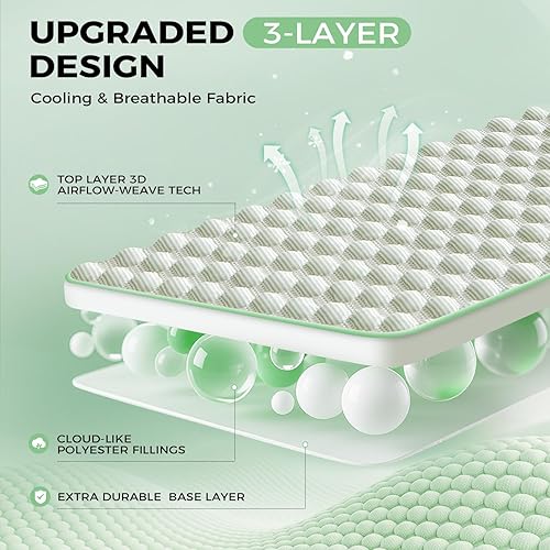 Miniatura 3 de Tokokimo Protector de colchón 100% impermeable, funda de colchón de enfriamiento de tela de aire 3D, sábana bajera con bolsillos elásticos, sueño