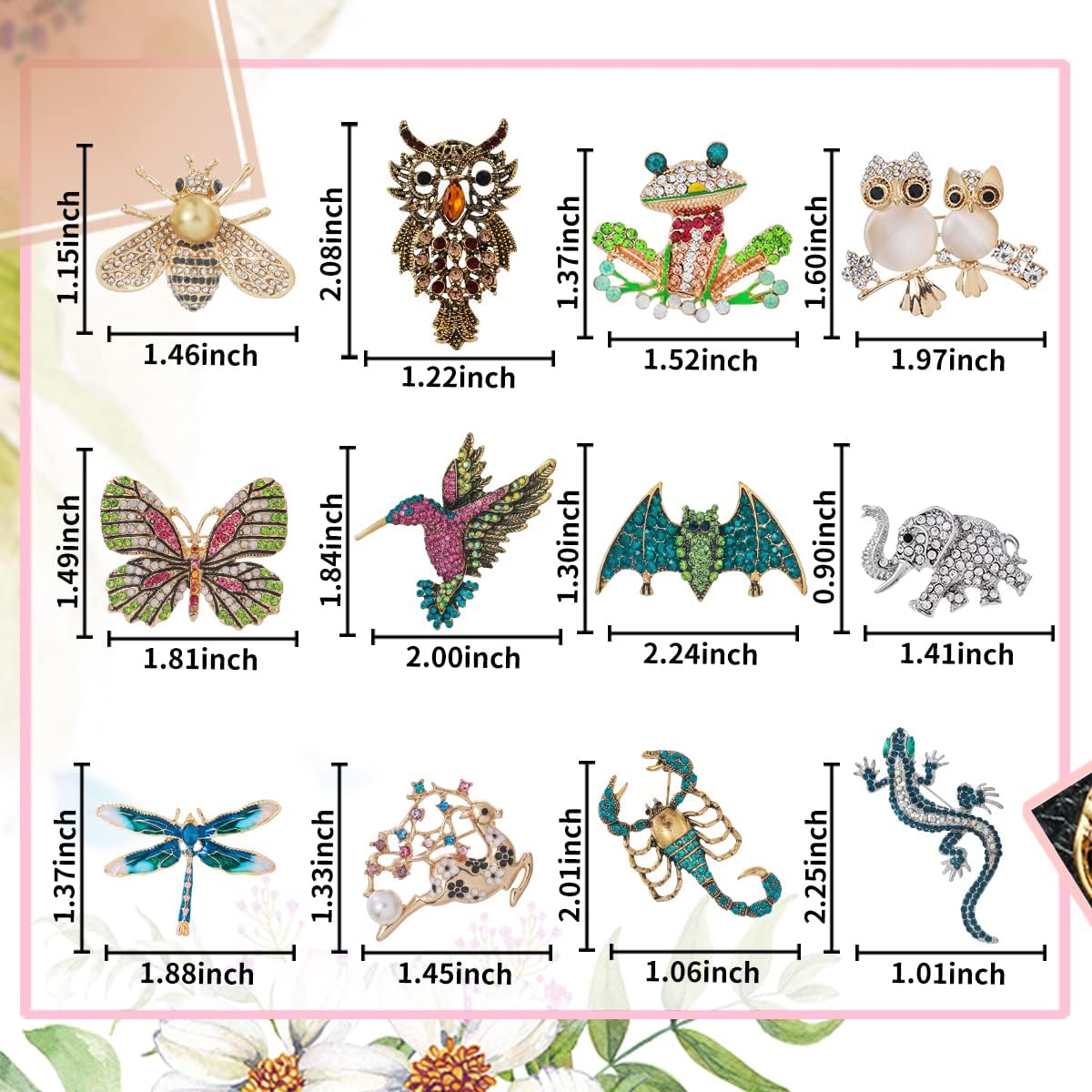 6 Pieces Dragonfly Butterfly and Bee Insect Animal Lapel Brooch Pin Set for Daily Decoration - Image 2