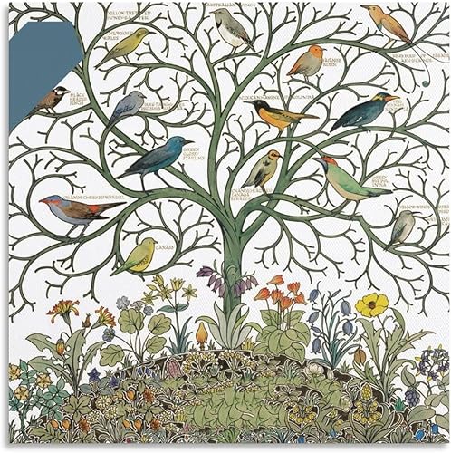 Pósteres de arte tropical de pájaro cantor del árbol de la vida, pinturas artísticas de pared para sala de estar, arte de pared, lienzo, decoración