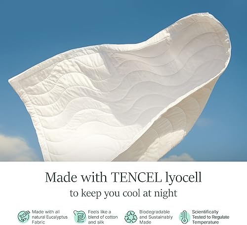 Miniatura 6 de Buffy Breeze Comforter - Edredón suave 100% eucalipto lyocell, fresco, ligero, relleno de edredón de verano con pestañas en las esquinas (tamaño