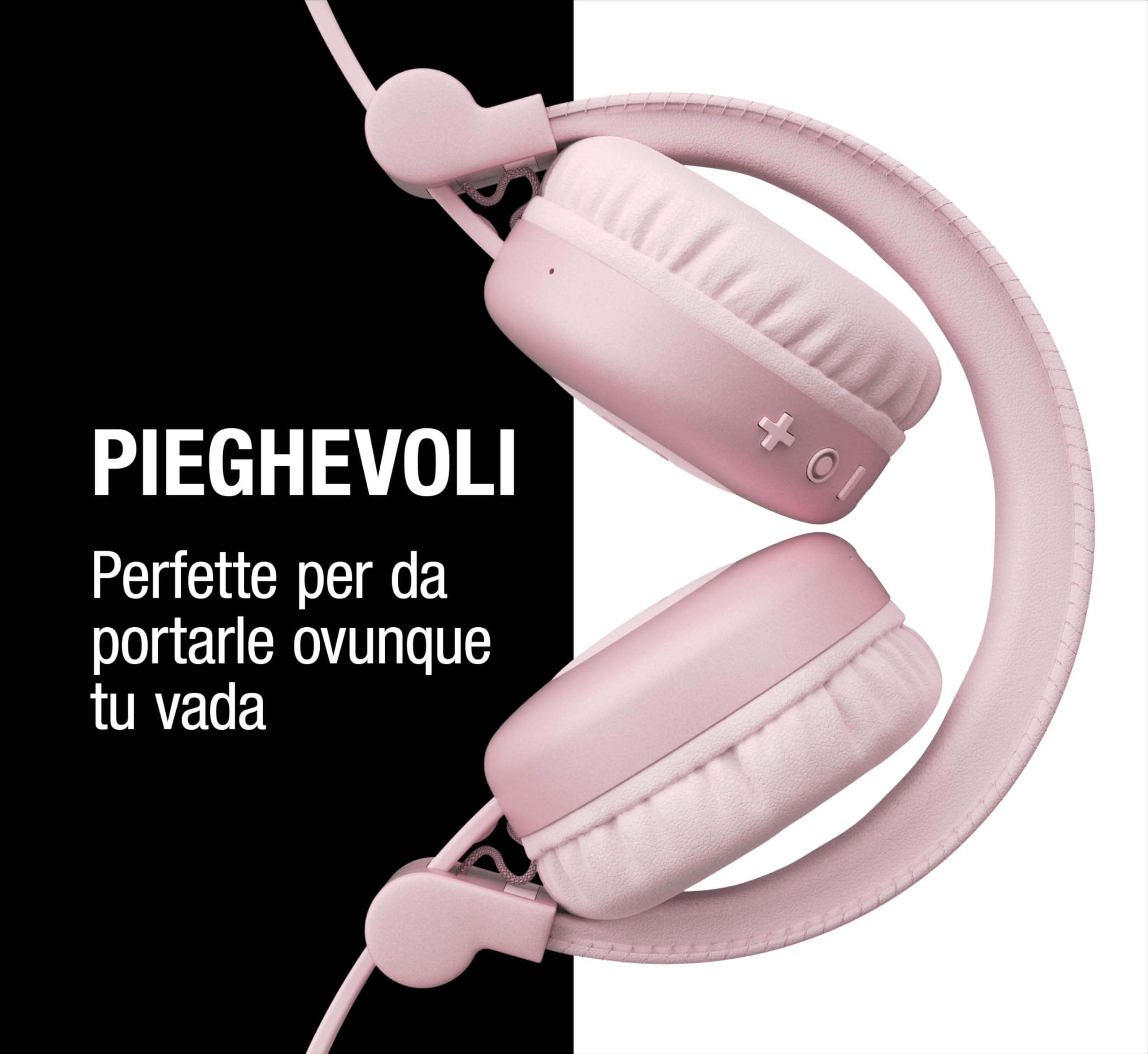 Fresh 'n Rebel Code Core, cuffie Bluetooth on-ear senza fili, 30 ore di riproduzione con microfono e assistente vocale, controllo volume e tasti riproduzione/pausa, pieghevole (Rosa Pastello)