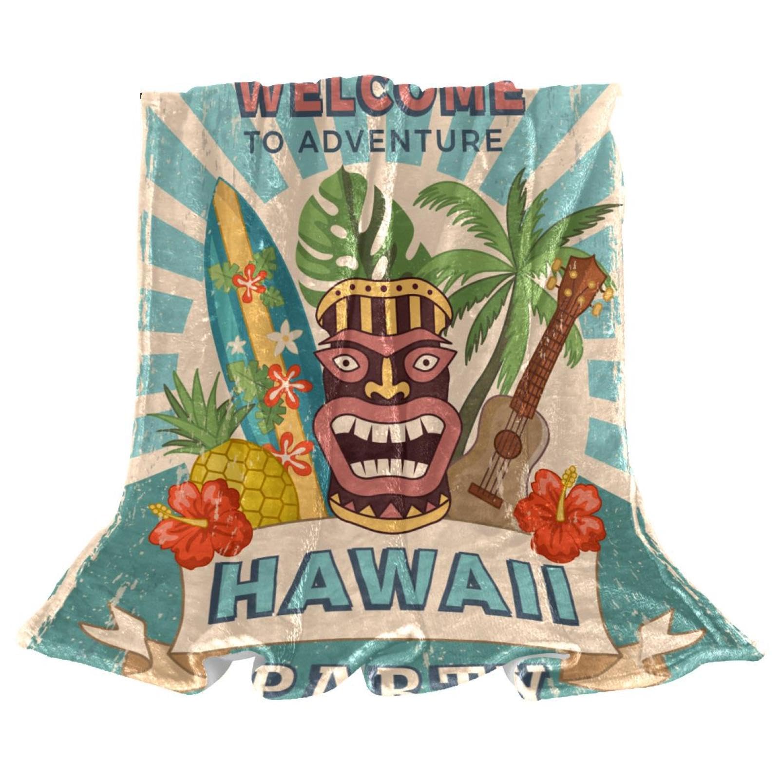 Couverture polaire hawaïenne de canapé et lit 150x100cm