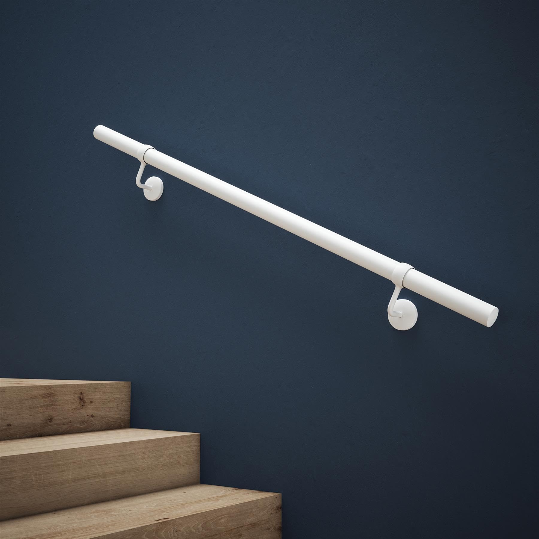 Rothley Matt White Stair Handrail Kit - 1.2m Steel - Easy Assembly