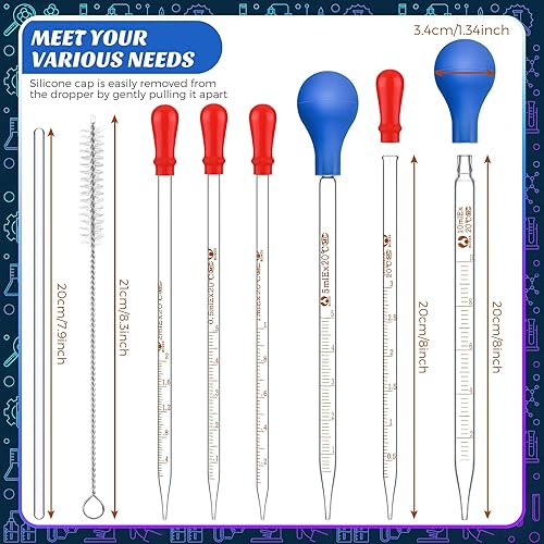 Miniatura 2 de Frienda 16 pipetas de vidrio graduadas para líquido y pipetas líquidas, 2 unidades, 0.3 fl oz, 0.2 fl oz, 0.1 fl oz, 0.1 fl oz, 0.0 fl oz, 0.0 fl