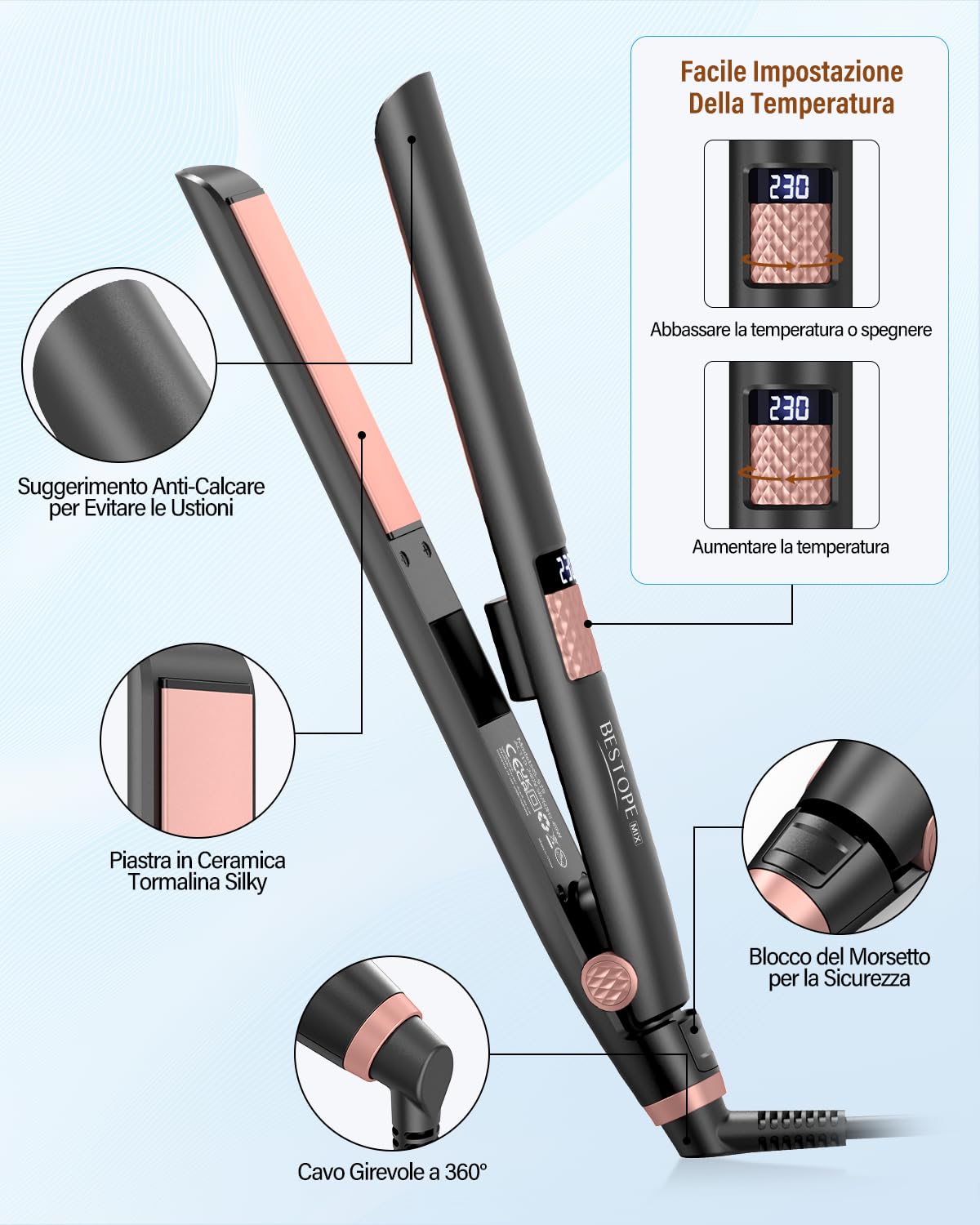 BESTOPE MIX Piastra Capelli 2in1 — immagine 7 di 8