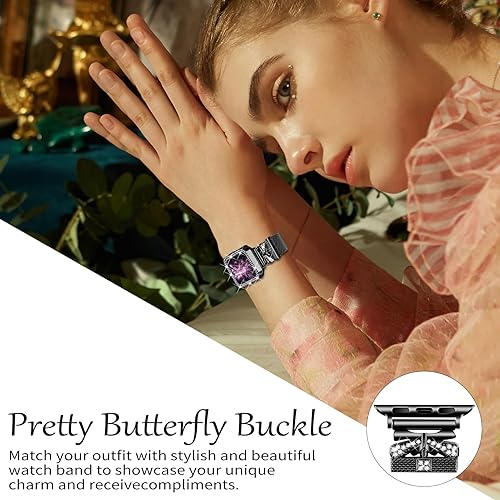 Miniatura 3 de Correa magnética para mujer compatible con Apple Watch Band 1.496 in 1.575 in 1.614 in 1.654 in 1.732 in 1.772 in, correa de acero inoxidable