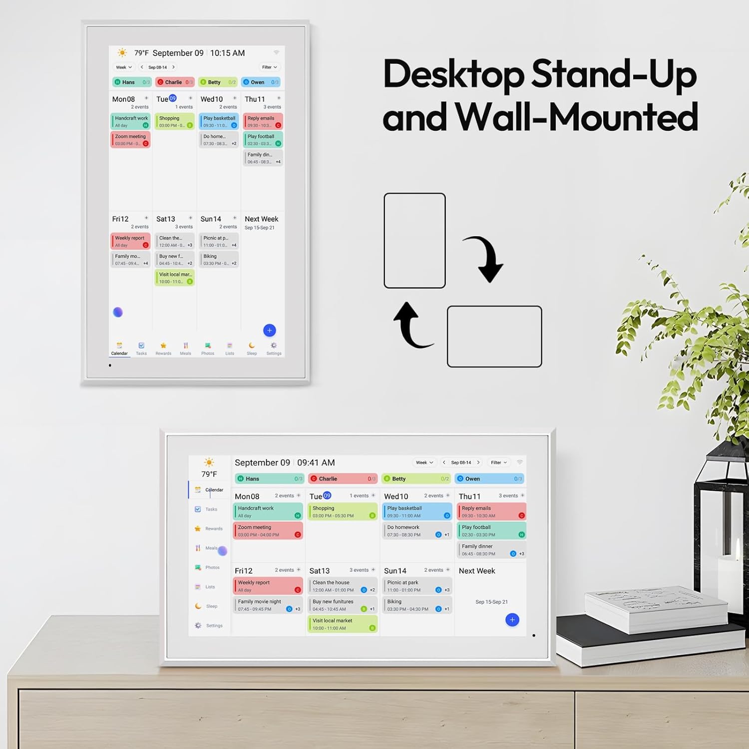 BOCT 21.5'' Digital Calendar Wall - 64GB Memory Touch Screen Chore Chart Smart Calendar,Digital Planner,Auto-Sync,APP Control,Interactive Family Schedules, Gift for Mother