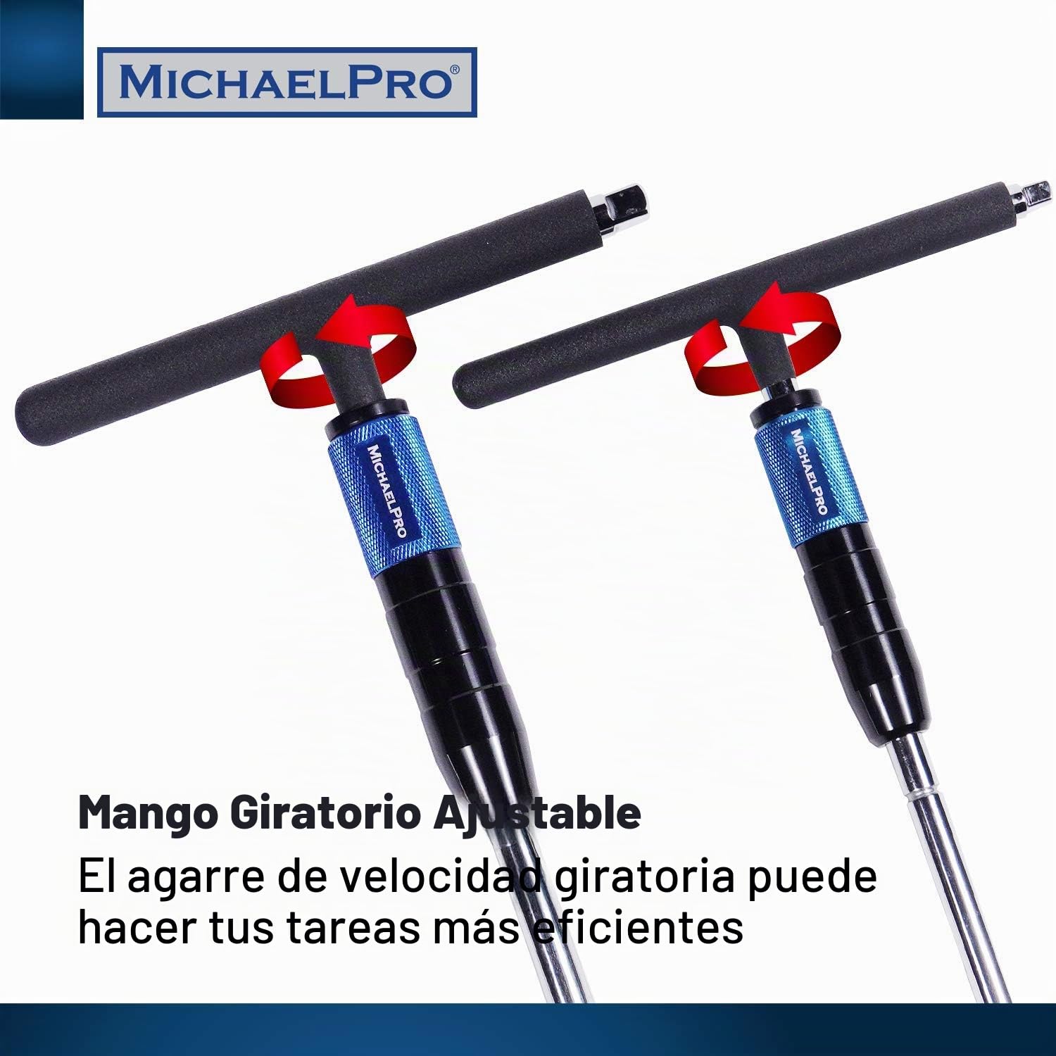 MichaelPro MP009015 - Llave T 1/4” y 3/8” - Kit de Herramientas de 2 Llaves con Mangos en T - Diseño Patentado con Mango Giratorio, 3 Posiciones de Agarre, para Llaves de Vaso y Llaves de Tubo