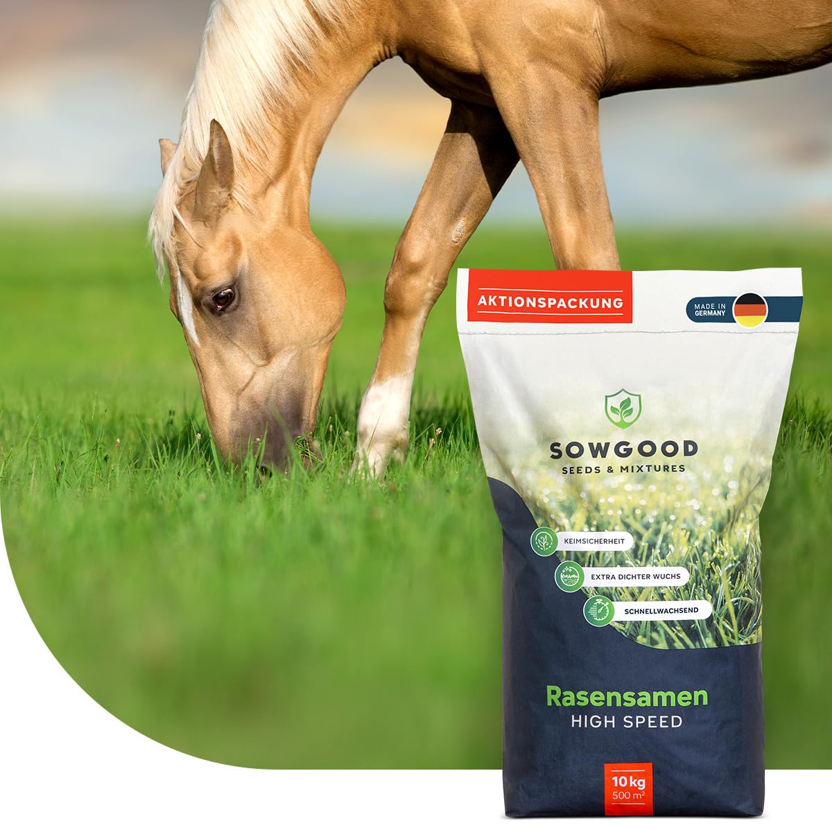 Sowgood Mélange Prairie Universelle - 10 kg pour 1000 m² - Pour les chevaux et le petit bétail - Semences pour pâtures - Couverture rapide et facile - Prairie robuste et durable