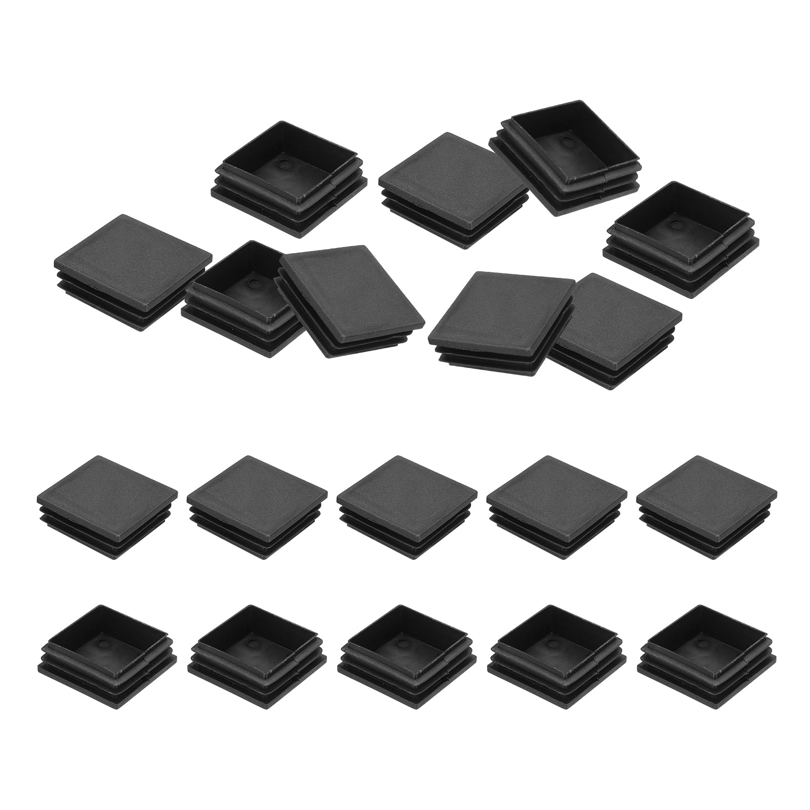 PATIKIL 2"x2" Plastic Tubing End Caps, 20Pcs Square Hole Plug Insert for Square Iron Pipe Chair Leg Table Bookshelves Patio Furniture, Black