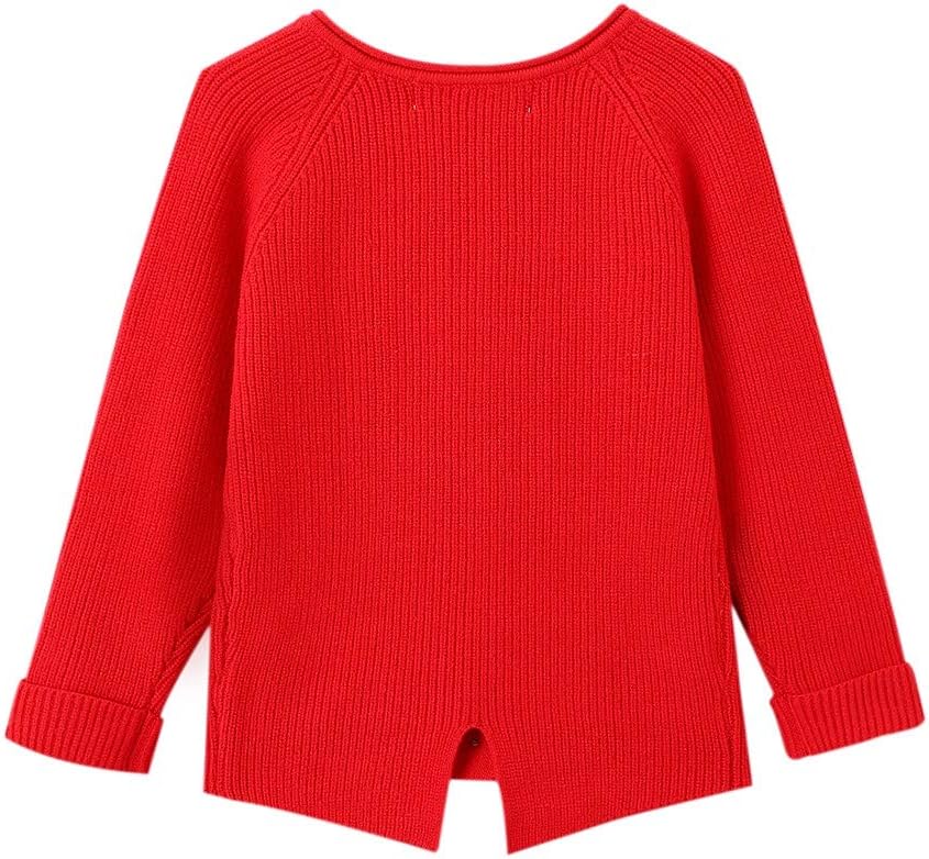 SMILING PINKER Toddler Girls Cardigan Sweater Turned UP Sleeves with Pockets