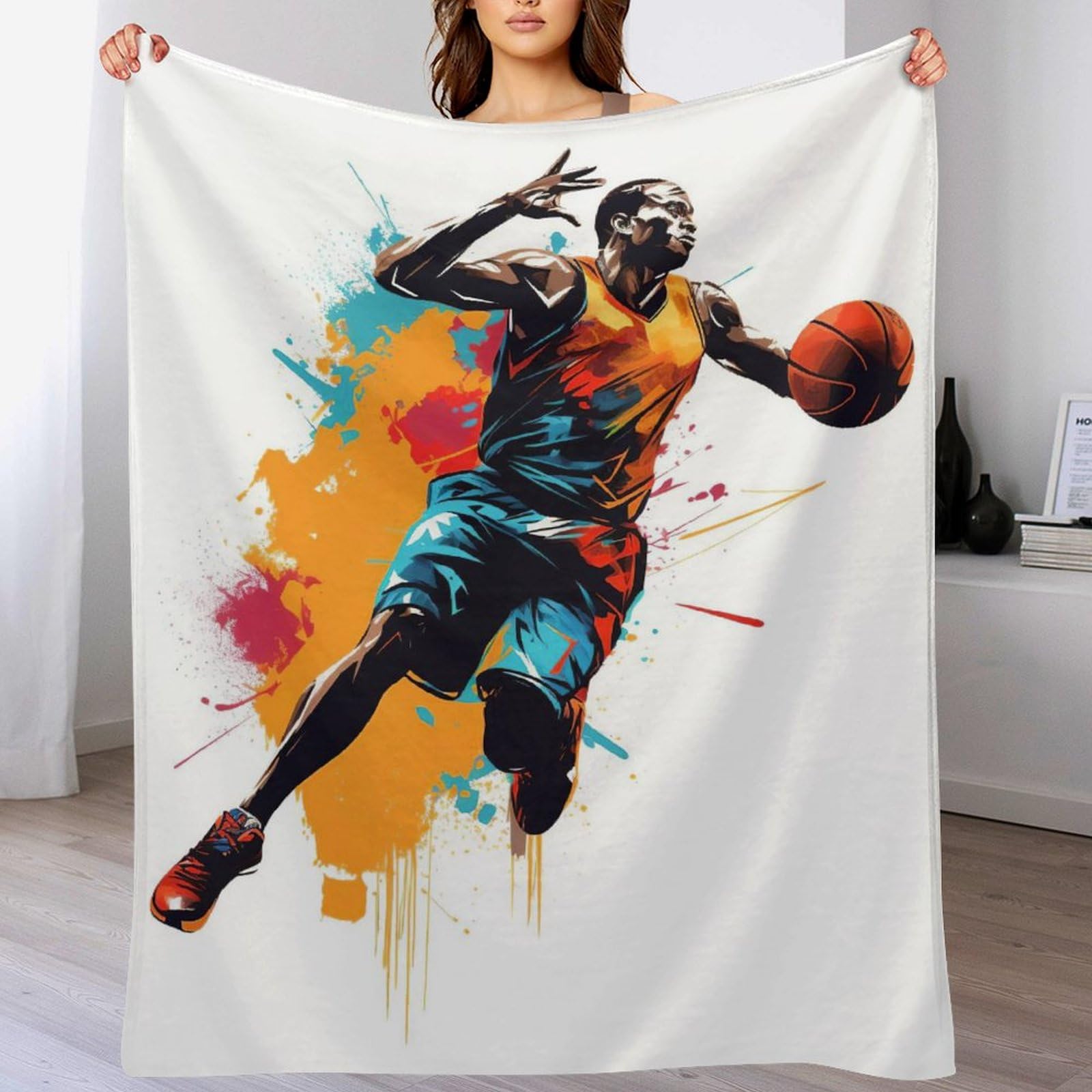 Manta de baloncesto para sofá de franela manta suave y cálida 130x180cm
