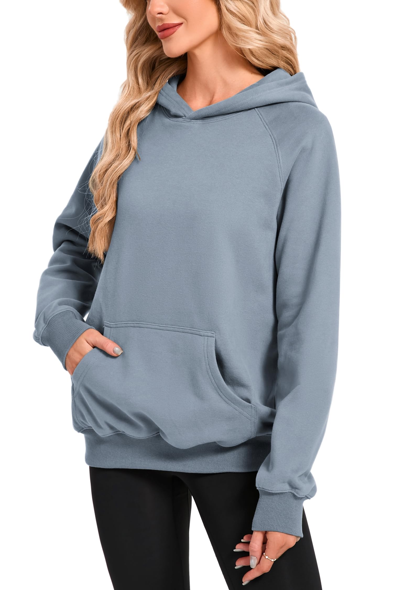 Timuspo Sweat à capuche pour femme - Confortable - En coton - Décontracté - Couleur unie - Basique - Manches longues - Avec capuche - Tendance - Automne