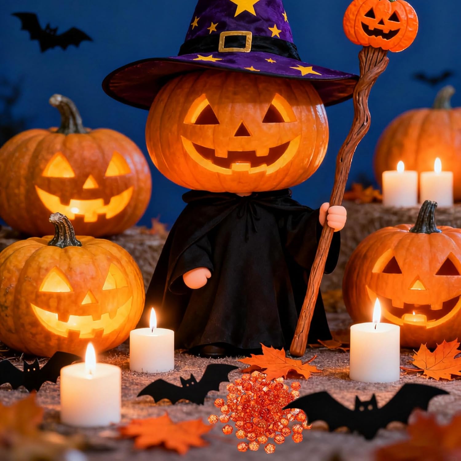 uxcell 100pcs Glass Beads, 6mm x 10mm Pumpkin Spacer Beads Crystal Bulk Loose Bracelet Charm for Thanksgiving Earring, Halloween, Jewelry Making, DIY Craft, Navy Blue Gradient - Image 6