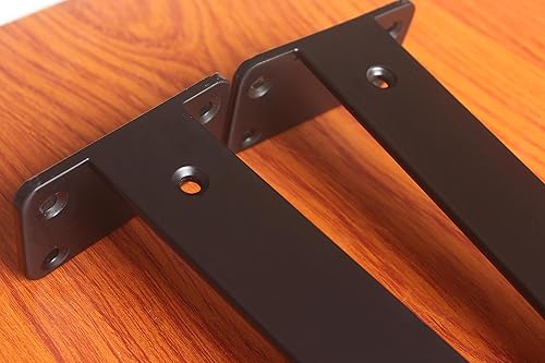 Miniatura 5 de Paquete de 4 soportes de estante en L ocultos negros de 12 pulgadas (15 pulgadas de grosor), soporte de estante de metal, soporte de estante