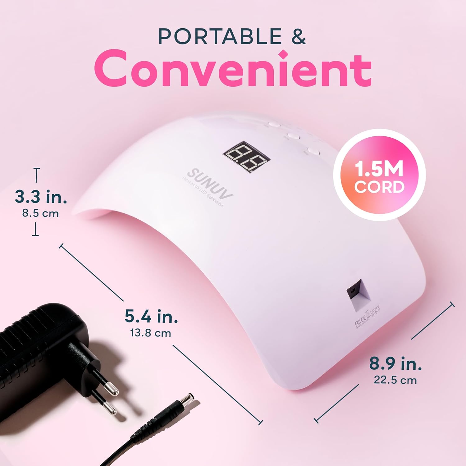 Diagram illustrating the smart infrared sensor function: 'Hands in, Lamp on' and 'Hands out, Lamp off'.