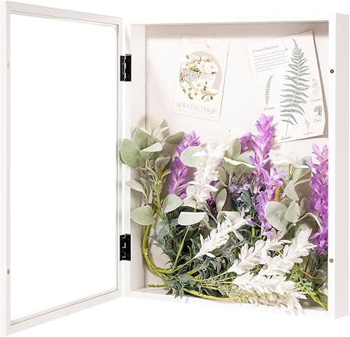 Miniatura 11 de Muzilife Marco de fotos Shadow Box de 8 x 10 – 2.16 pulgadas de profundidad de madera y vidrio, caja de memoria lista para colgar, recuerdos Textura