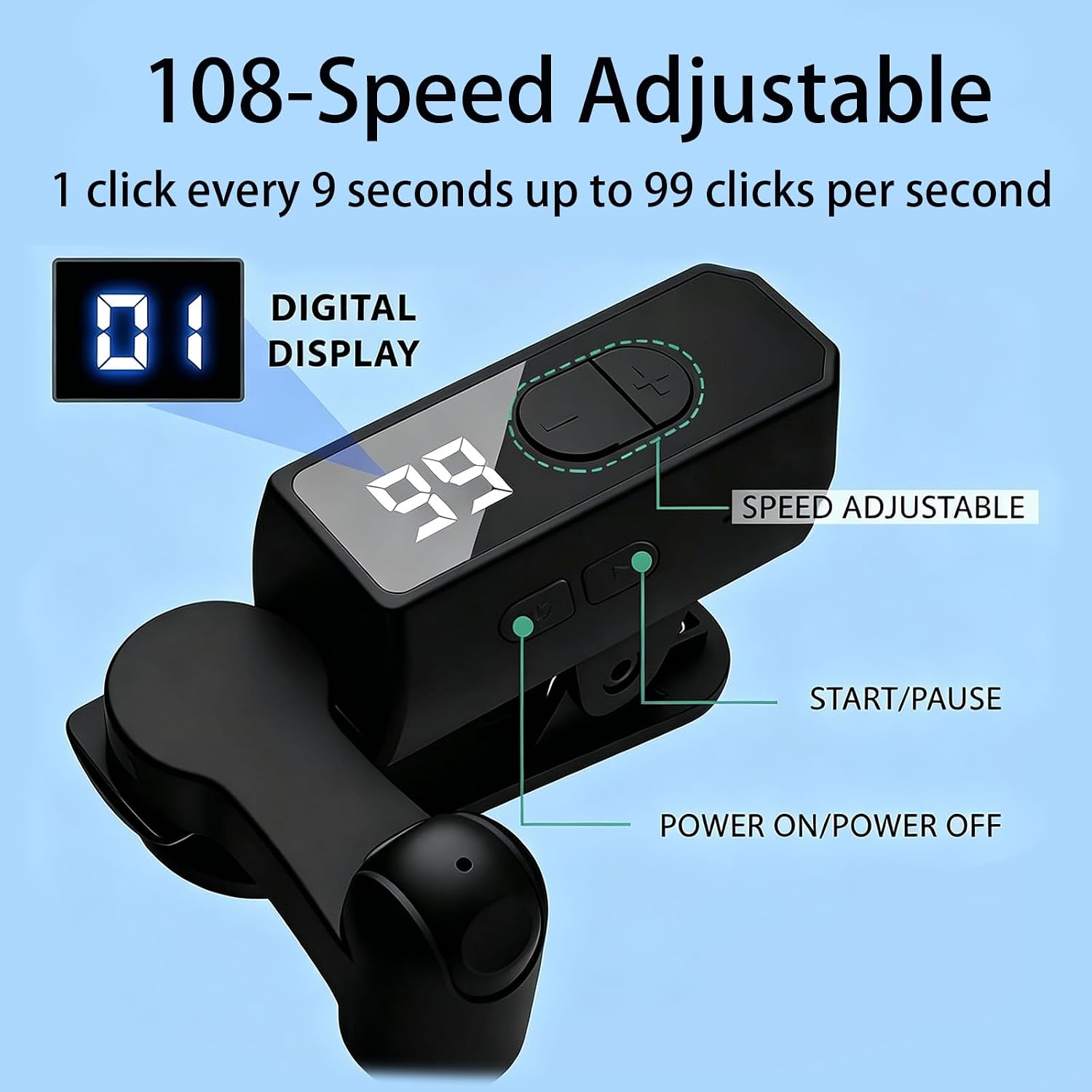 Auto Clicker Screen Tapper, Rechargeable Auto Touch Device with 107 Adjustable Speed for iPhone iPad Android, TikTok Live Likes Games & Repetitive Task (Black, 2pc)