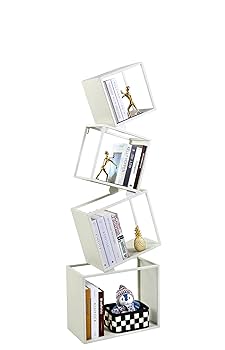 ホワイト 4段本棚 収納棚 Amazon.co.jp: Asuli 4段モダン本棚 高さ49インチ ホワイト収納