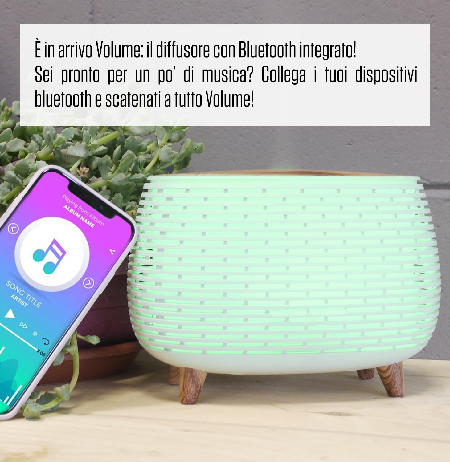 Gisa Wellness - VOLUME - Diffusore di Aromi ad Ultrasuoni - con Tecnologia Bluetooth - per Aromaterapia e Cromoterapia [Colori Luci LED] - Soggiorni, Uffici, Relax