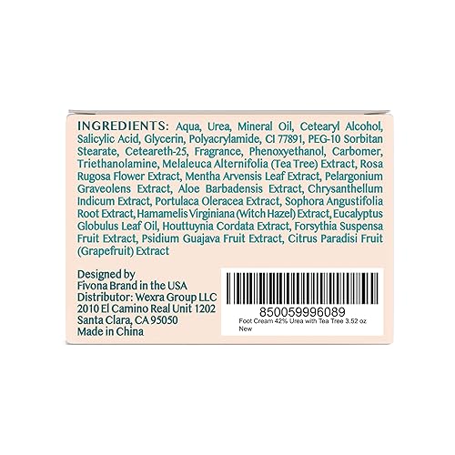 Miniatura 9 de FIVONA Crema de urea al 42% con 2% de ácido salicílico, crema de pies para pies, máxima fuerza con árbol de té y extractos de aloe vera, loción para
